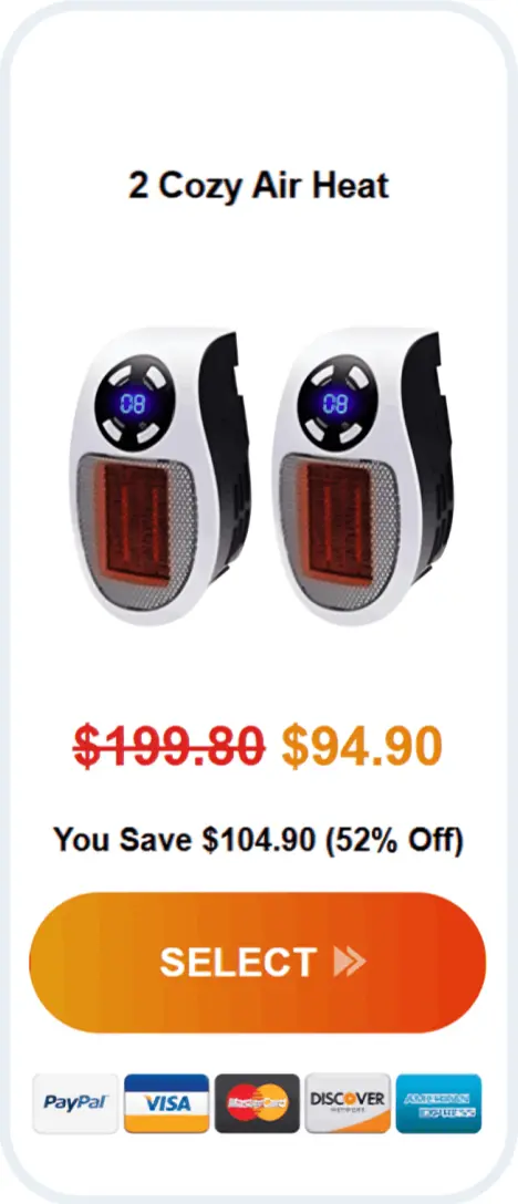 Cozy Air Heat offer price 