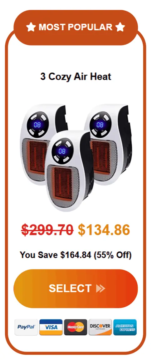 Cozy Air Heat offer package price 